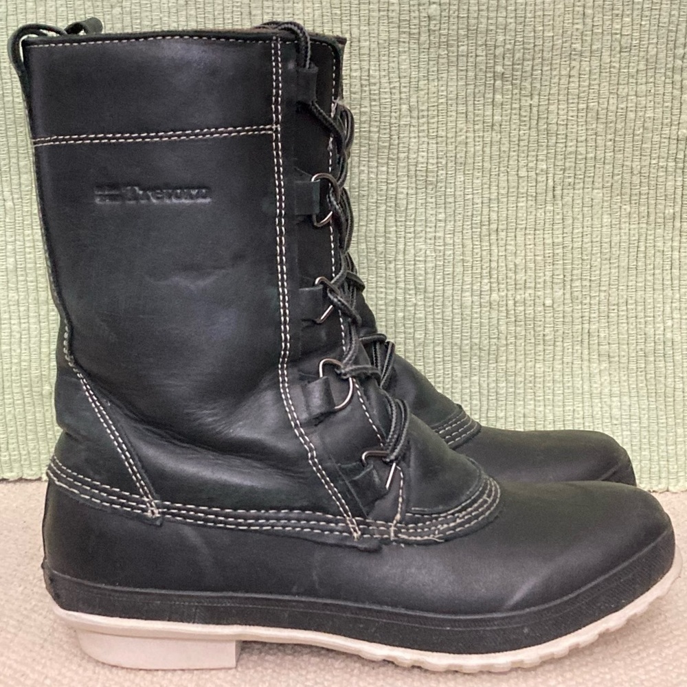 Tretorn Mens Black Aspelin Waterproof Leather/Rubber Rain Boots Size US 9 EU 42